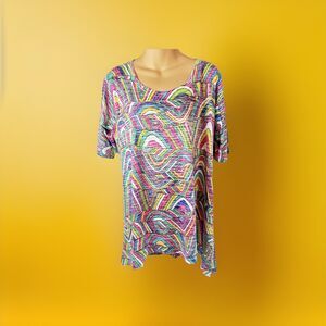 NALLY & MILLIE Multiple Color Polyester/Rayon Top Women XL Work Casual Vacation